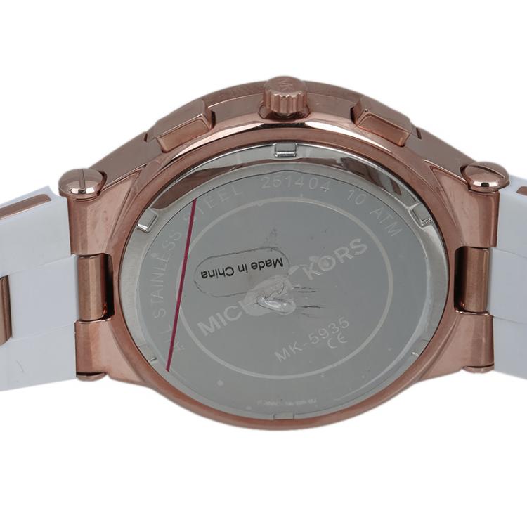 Pre Owned Michael Kors White Gold-Plated Stainless Steel Wyatt MK5935 Unisex Wristwatch 40MM