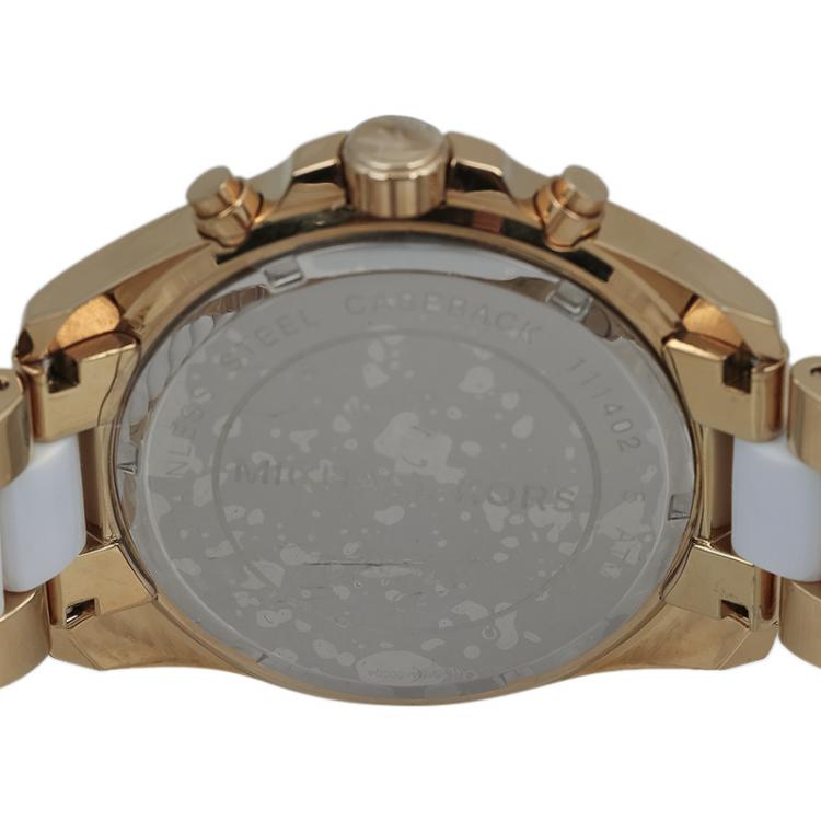 Pre Owned Michael Kors Silver Gold-Plated Stainless Steel Bradshaw MK5743 Women's Wristwatch 43MM