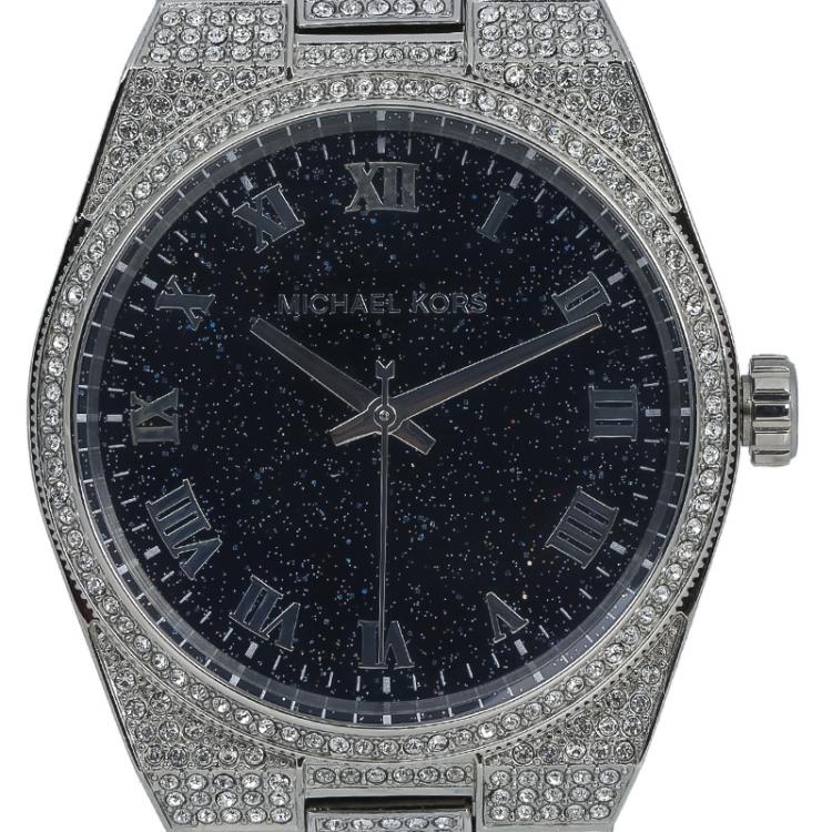 Pre Owned Michael Kors Black Stainless Steel Crystal Channing MK6089 Women's Wristwatch 38MM