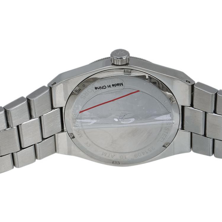 Pre Owned Michael Kors Black Stainless Steel Crystal Channing MK6089 Women's Wristwatch 38MM