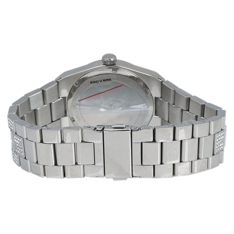 Pre Owned Michael Kors Black Stainless Steel Crystal Channing MK6089 Women's Wristwatch 38MM