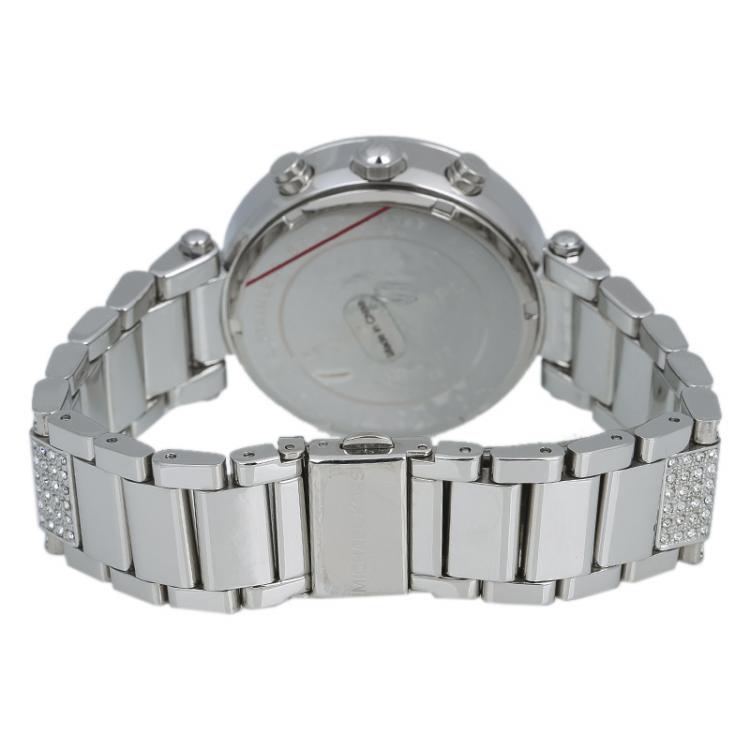 Pre Owned Michael Kors Silver Stainless Steel Crystal Parker MK5572 Women's Wristwatch 39MM