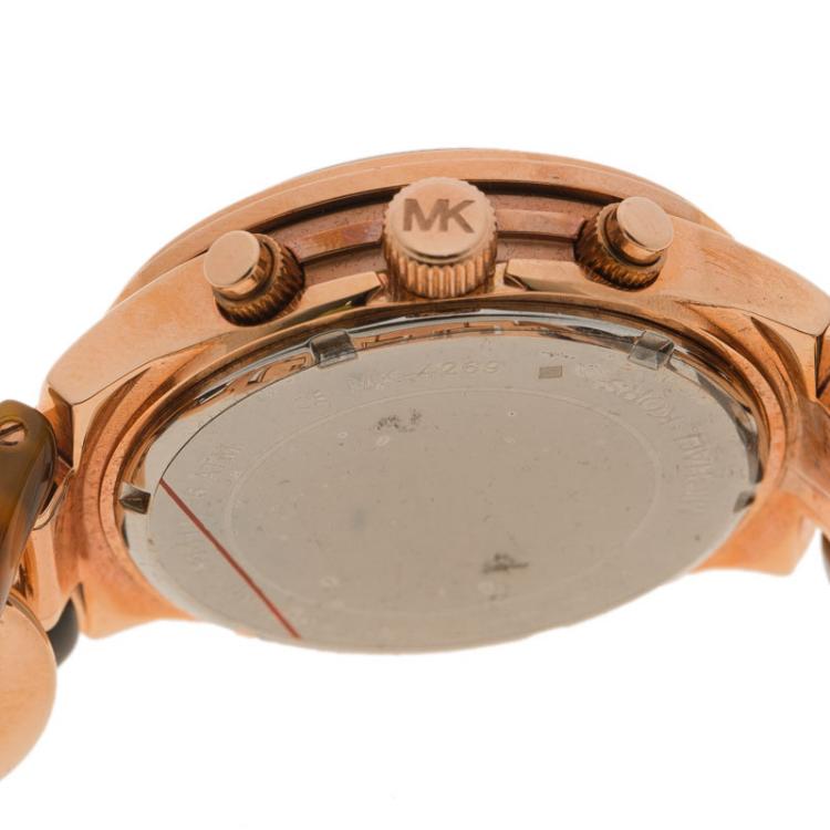 Pre Owned Michael Kors Rose Gold Tone Stainless Steel Runway MK4269 Women's Wristwatch 38MM