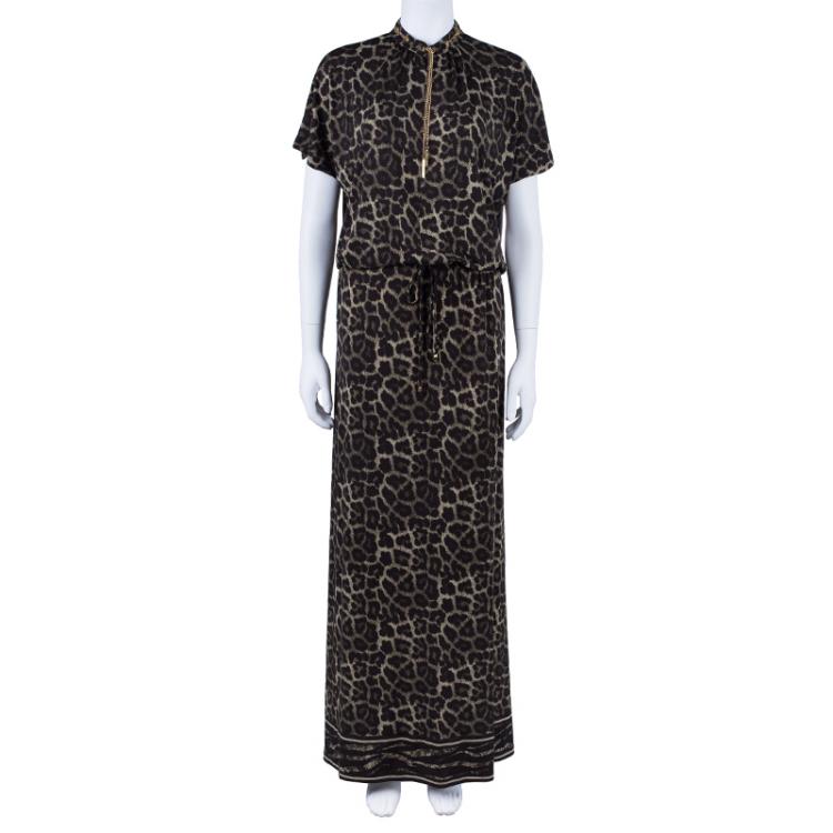 مملوكة مسبقًا Michael Kors Leopard Print Jersey Maxi Dress