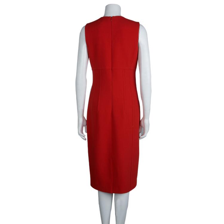 Pre Owned Michael Kors Red Knit Sleeveless Dress L