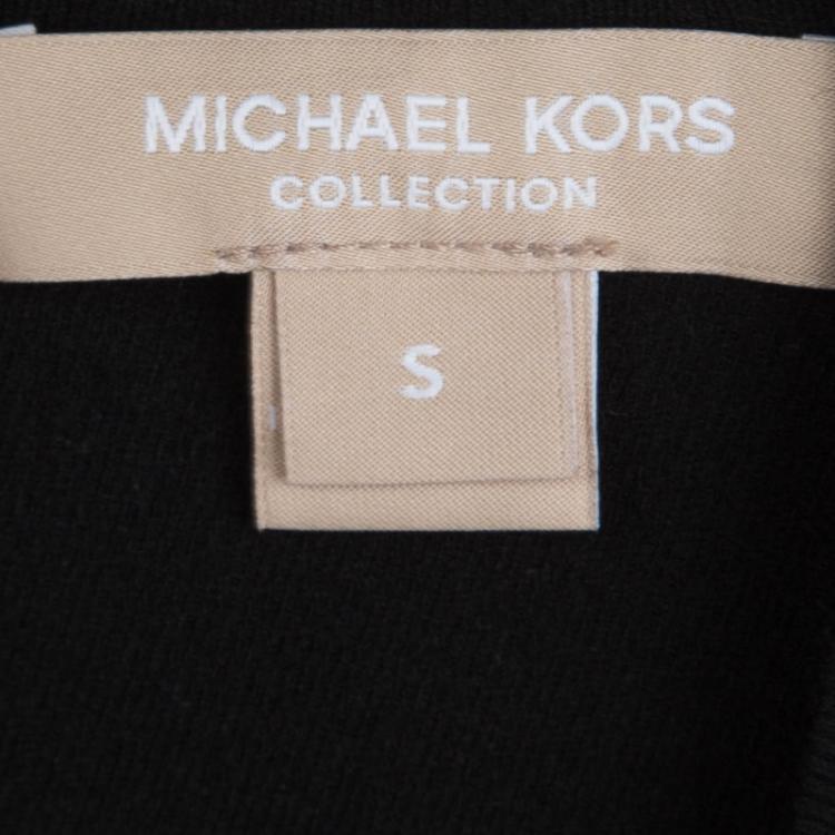 Pre Owned Michael Kors Black Knit Long Cut Sleeve Fitted Dress S