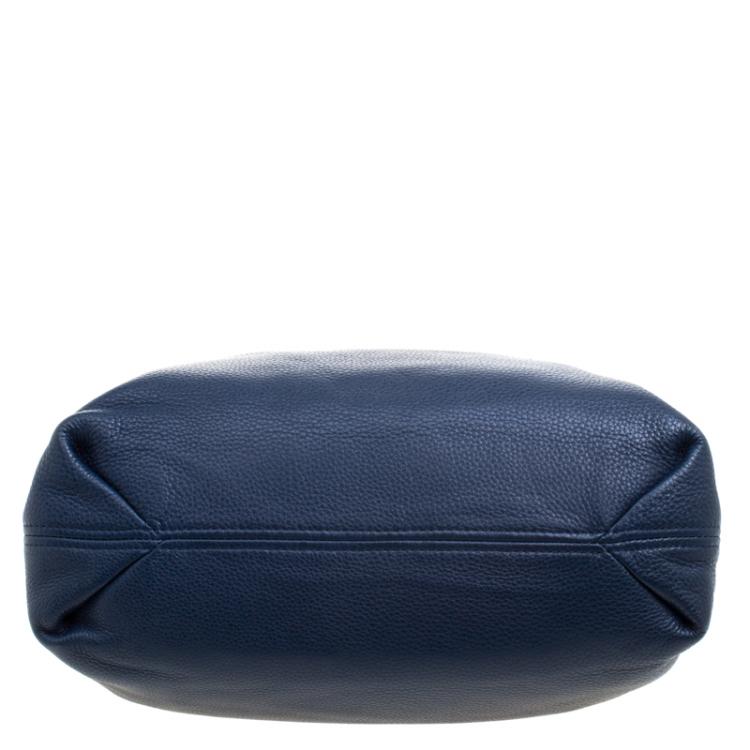 Pre Owned Michael Kors Navy Blue Leather Camden Drawstring Hobo