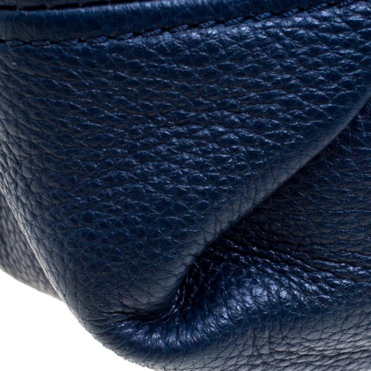 Pre Owned Michael Kors Navy Blue Leather Camden Drawstring Hobo