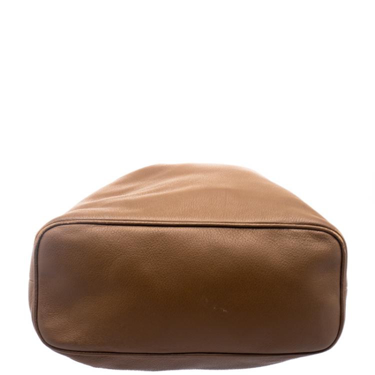 Pre Owned Michael Kors Brown Leather Frankie Drawstring Hobo