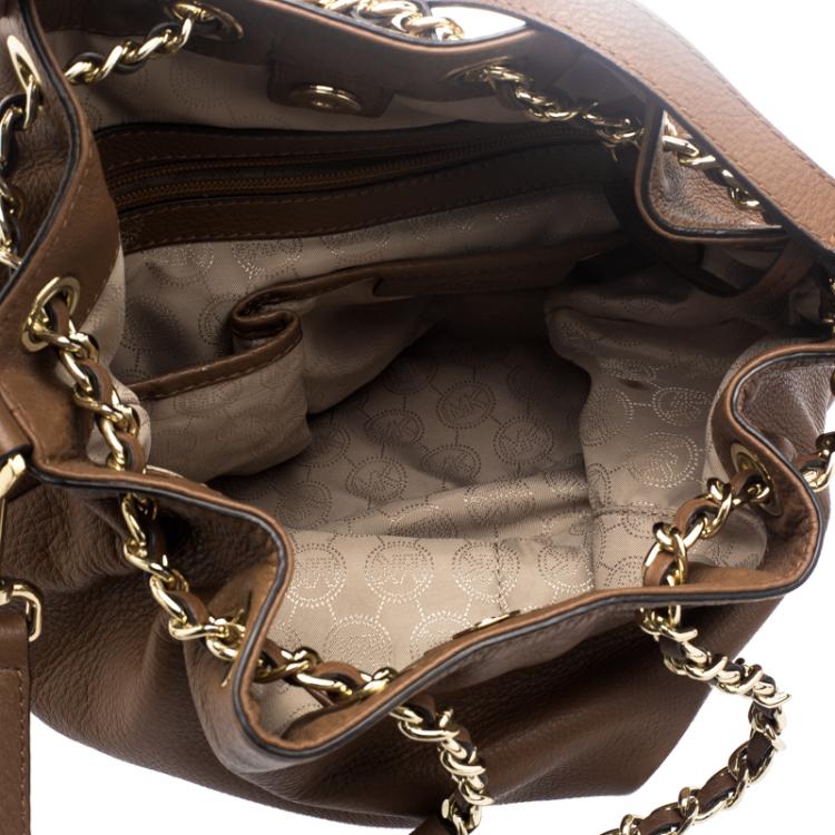 Pre Owned Michael Kors Brown Leather Frankie Drawstring Hobo