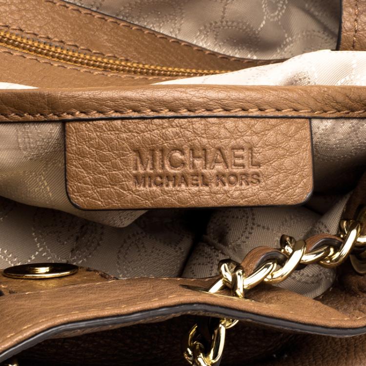 Pre Owned Michael Kors Brown Leather Frankie Drawstring Hobo