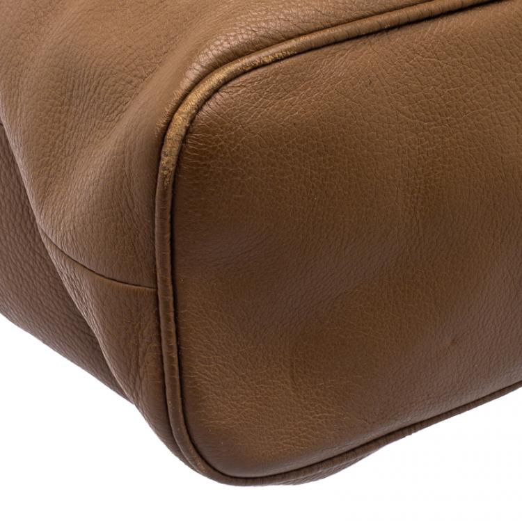 Pre Owned Michael Kors Brown Leather Frankie Drawstring Hobo