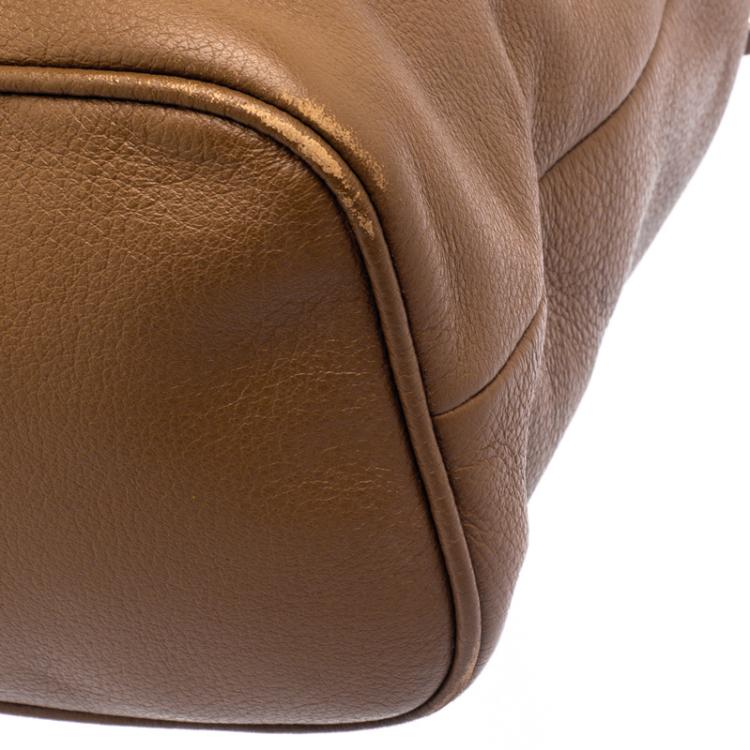 Pre Owned Michael Kors Brown Leather Frankie Drawstring Hobo