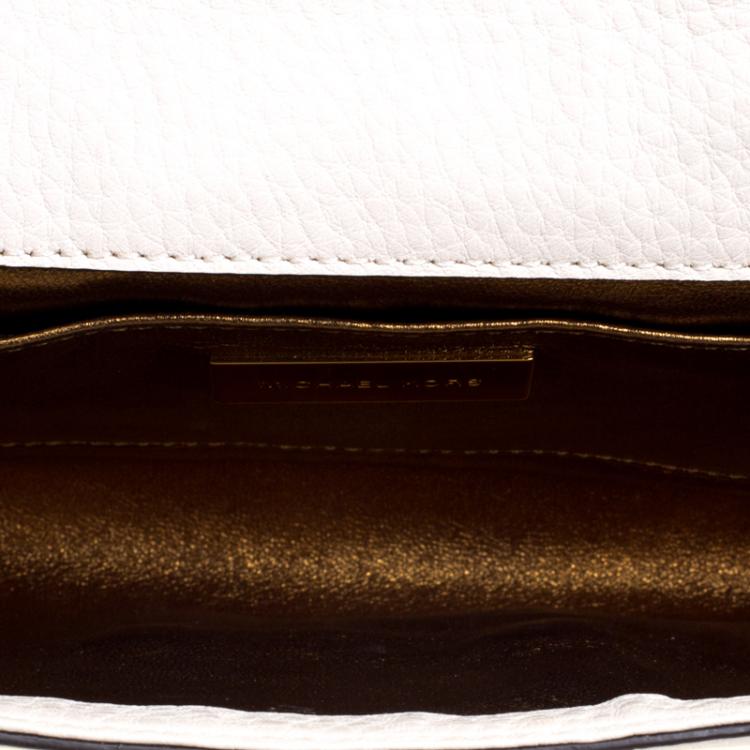 Pre Owned Michael Kors Off White Leather Studded Crossbody Bag