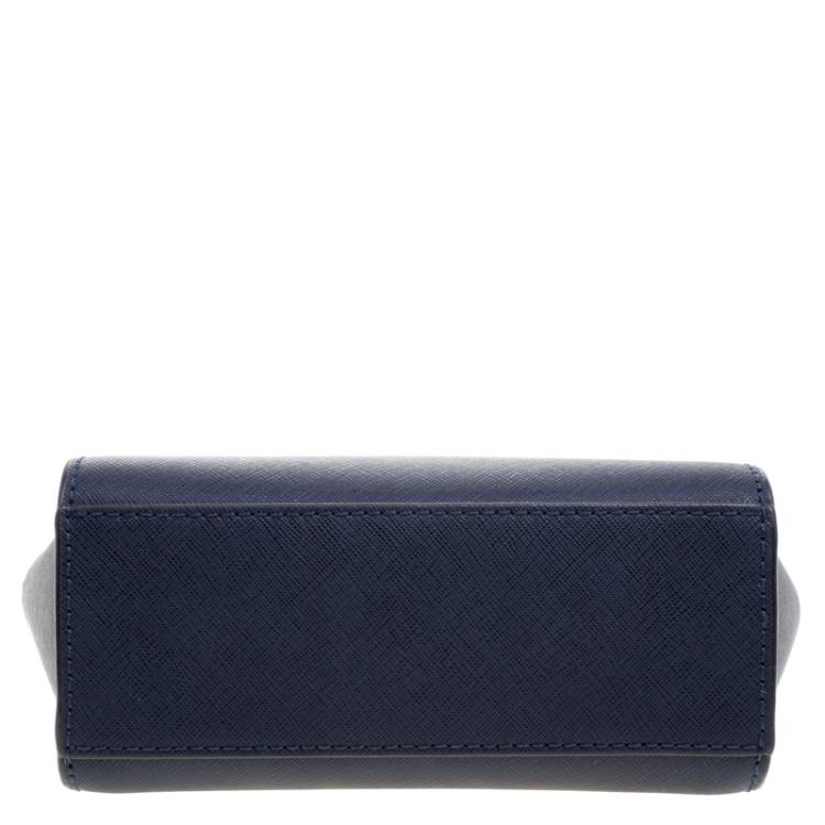 Pre Owned Michael Kors Navy Blue Saffiano Leather Mini Selma Crossbody Bag