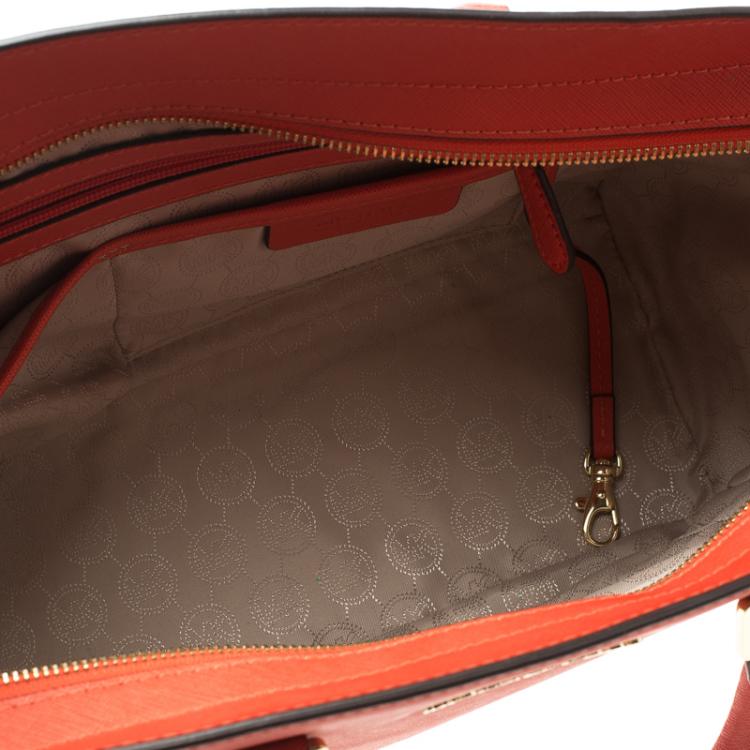 Pre Owned Michael Kors Red Saffiano Leather Medium Selma Tote