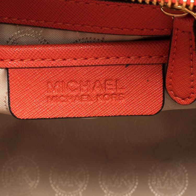 Pre Owned Michael Kors Red Saffiano Leather Medium Selma Tote