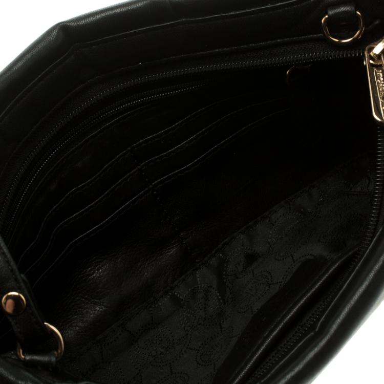 Pre Owned Michael Kors Black Leather Pleated Daria Clutch Bag