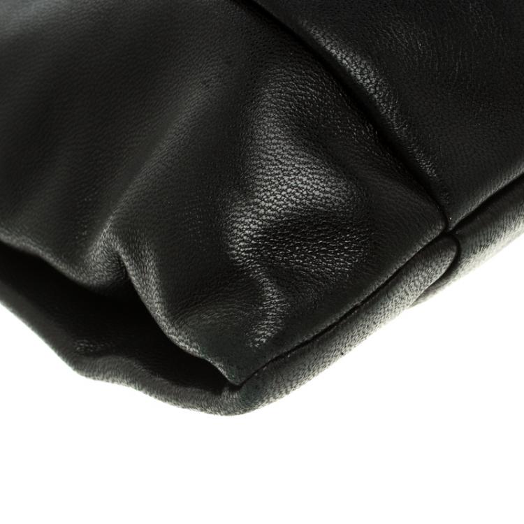 Pre Owned Michael Kors Black Leather Pleated Daria Clutch Bag