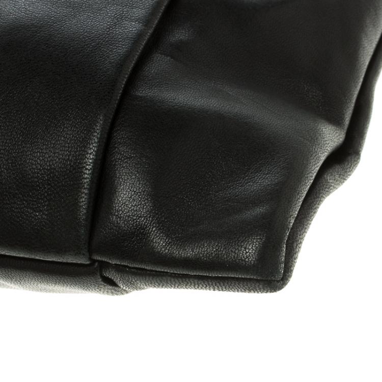 Pre Owned Michael Kors Black Leather Pleated Daria Clutch Bag