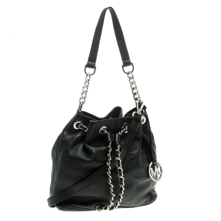 Pre Owned Michael Kors Black Leather Frankie Drawstring Bag