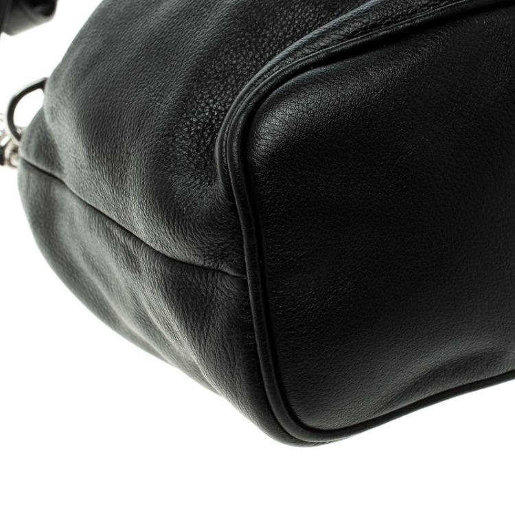 Pre Owned Michael Kors Black Leather Frankie Drawstring Bag