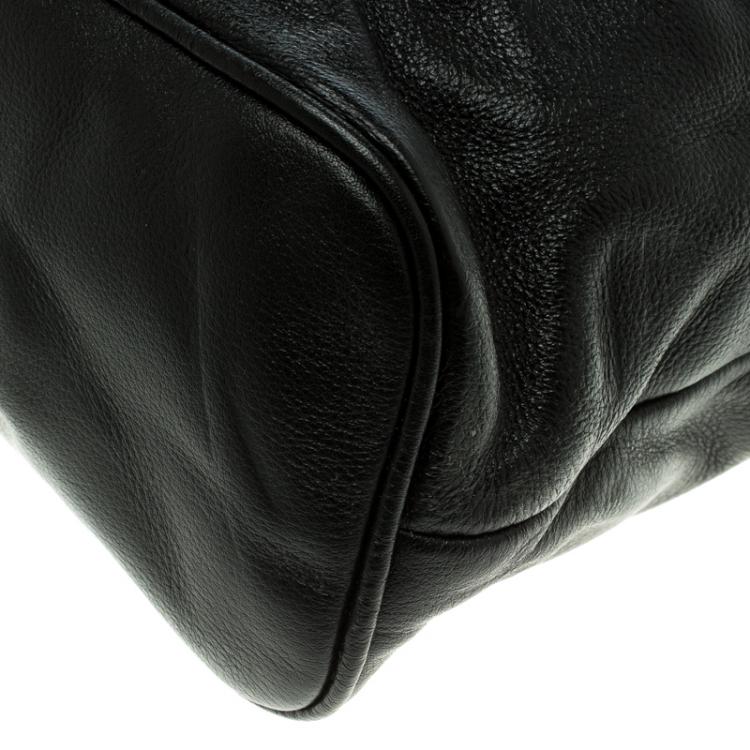 Pre Owned Michael Kors Black Leather Frankie Drawstring Bag