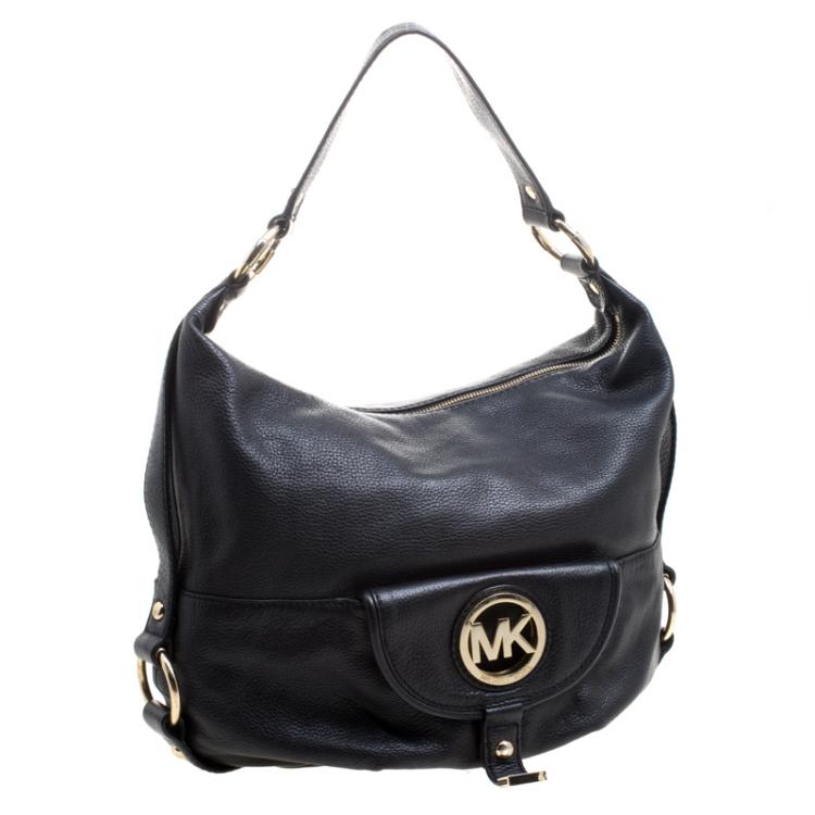 مملوكة مسبقًا Michael Kors Black Leather Fulton Hobo