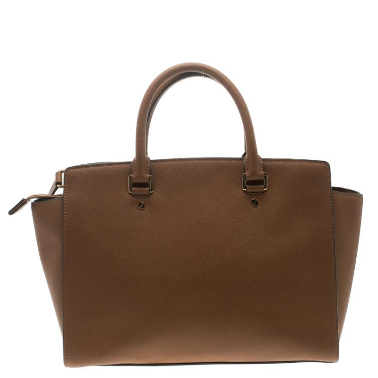 Pre Owned Michael Kors Copper Saffiano Leather Medium Selma Tote
