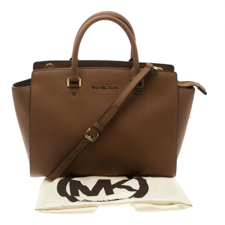 Pre Owned Michael Kors Copper Saffiano Leather Medium Selma Tote