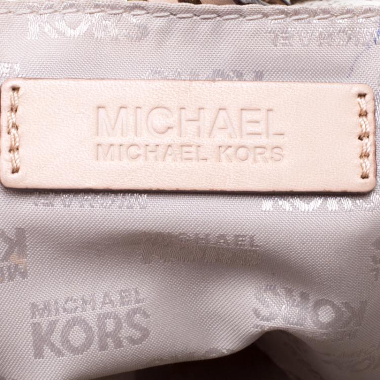 Pre Owned Michael Kors Off White Jet Set North South PVC Tote