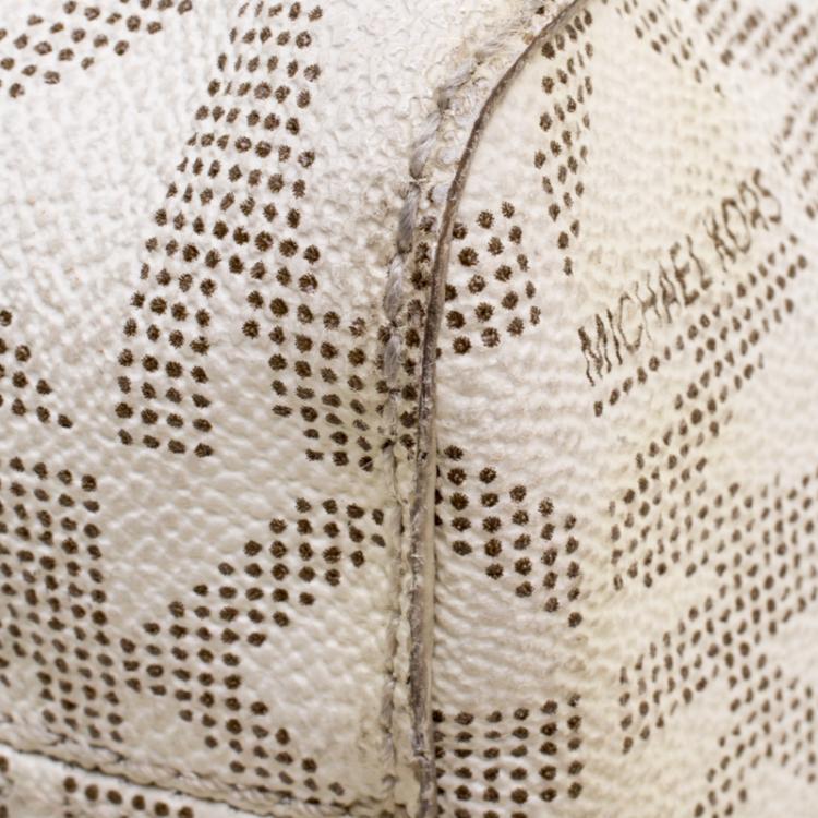 Pre Owned Michael Kors Off White Jet Set North South PVC Tote