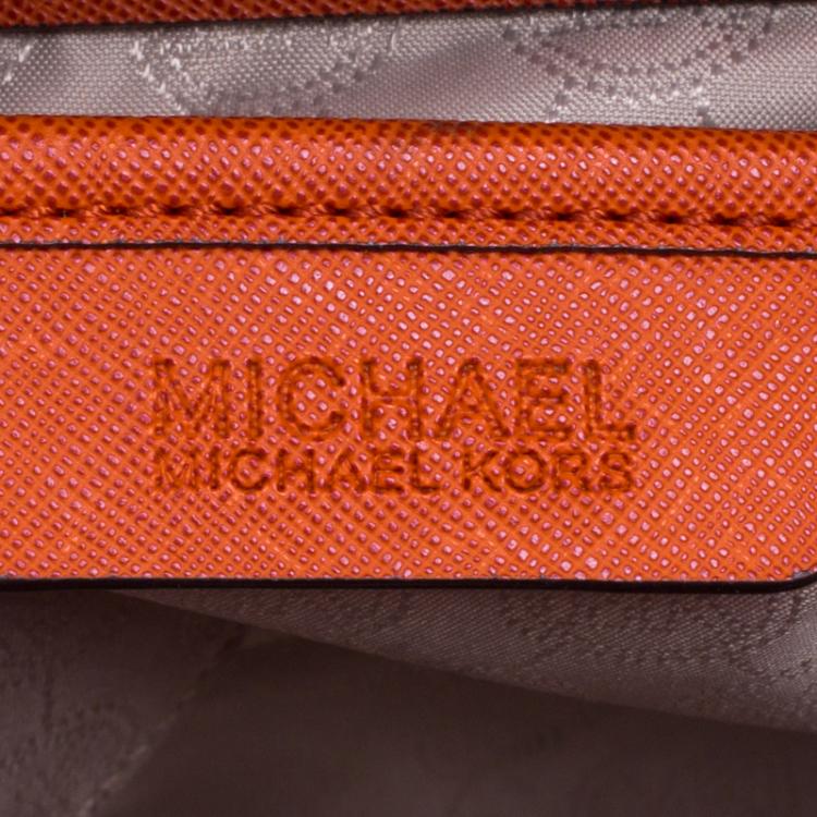 Pre Owned Michael Kors Orange Saffiano Leather Medium Selma Tote