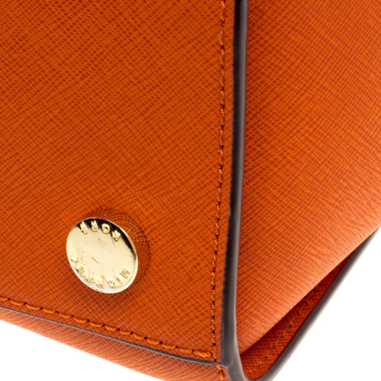 Pre Owned Michael Kors Orange Saffiano Leather Medium Selma Tote