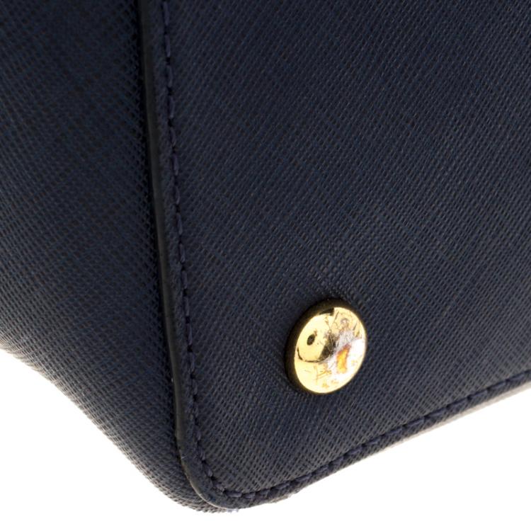 Pre Owned Michael Kors Dark Blue Saffiano Leather Top-zip Jet Set Tote