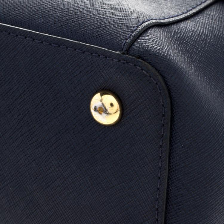 Pre Owned Michael Kors Dark Blue Saffiano Leather Top-zip Jet Set Tote