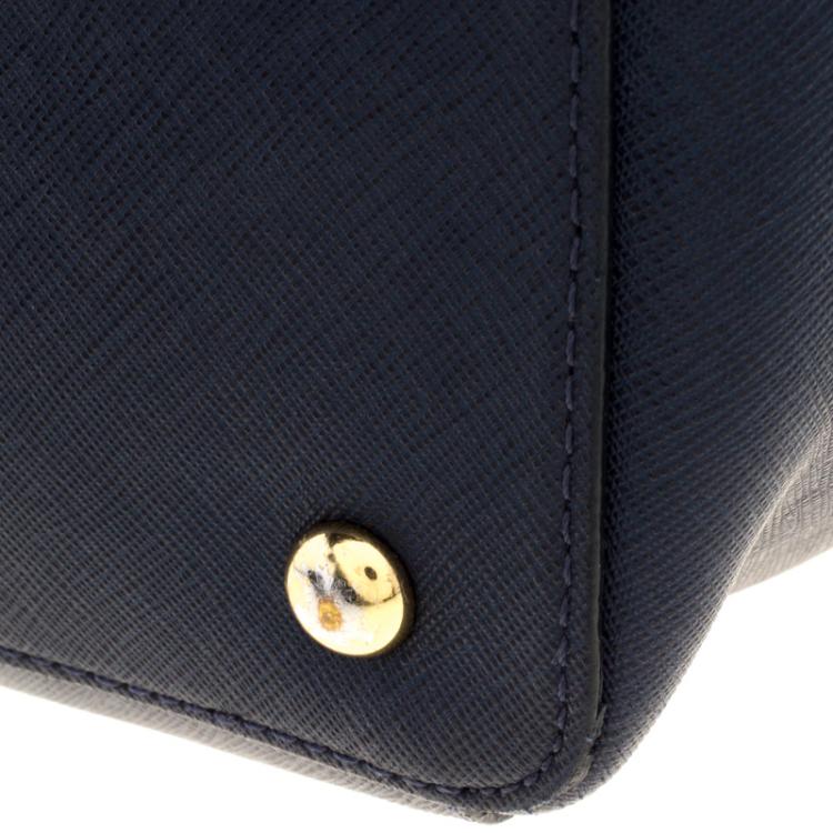 Pre Owned Michael Kors Dark Blue Saffiano Leather Top-zip Jet Set Tote