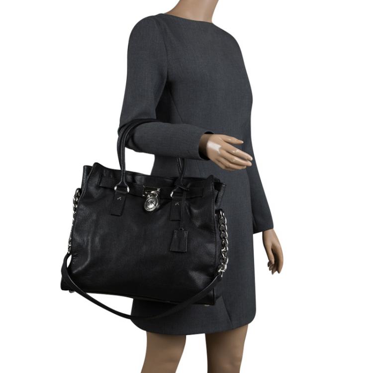 Pre Owned Michael Kors Black Leather Hamilton Satchel