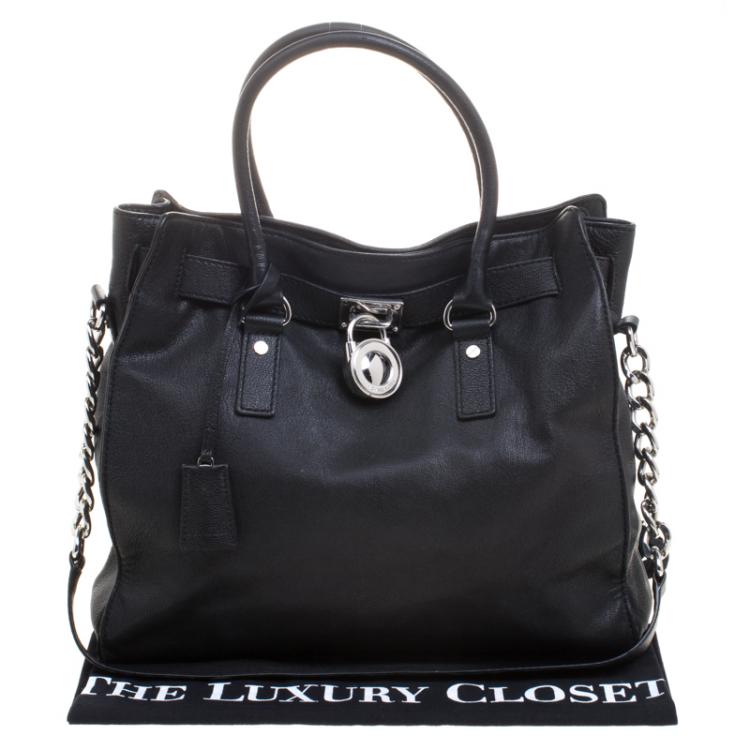 Pre Owned Michael Kors Black Leather Hamilton Satchel