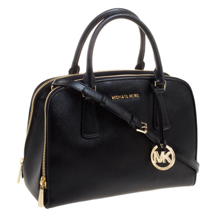 Pre Owned Michael Kors Black Saffiano Leather Large Reese Satchel