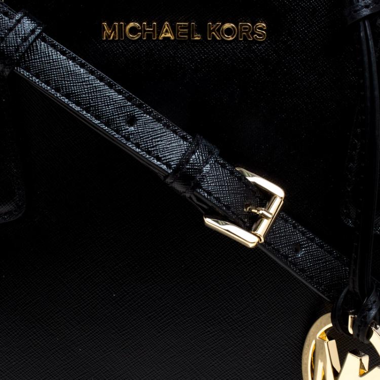 Pre Owned Michael Kors Black Saffiano Leather Large Reese Satchel