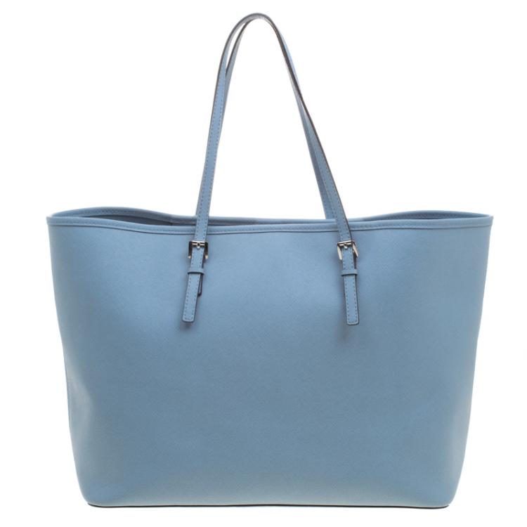 Pre Owned Michael Kors Powdered Blue Leather Jetset Tote