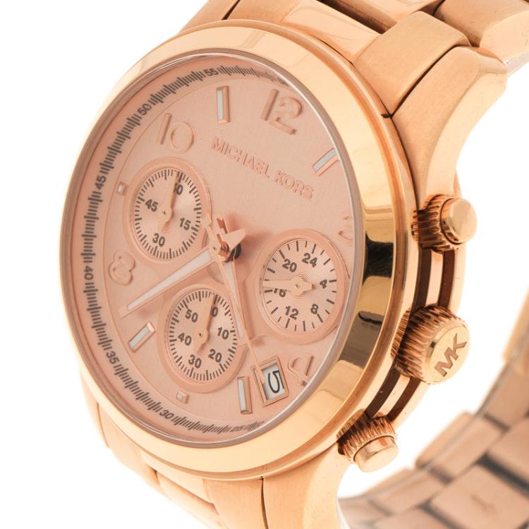 Pre Owned Michael Kors Rose Gold Plated Steel Women's Wristwatch 38 mm