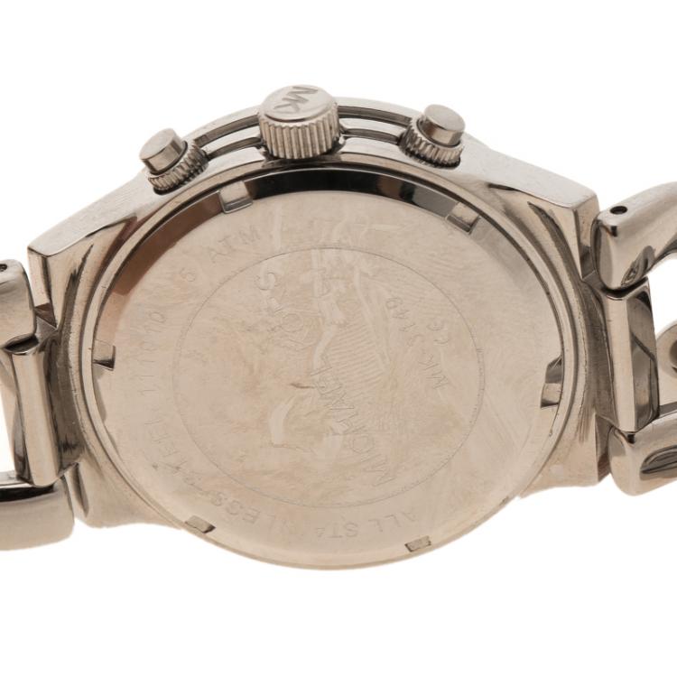 Pre Owned Michael Kors Silver Stainless Steel Chronograph Women's Wristwatch 38 mm