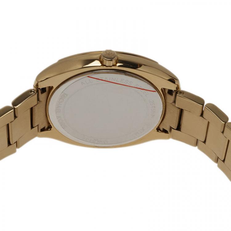 Pre Owned Michael Kors Gold Stainless Steel Diamond Bryn Women's Wristwatch 38MM