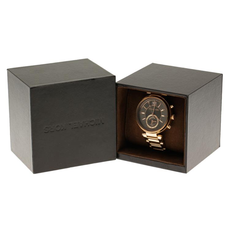 مملوكة مسبقًا Michael Kors Grey Rose Gold-Plated Stainless Steel Sawyer MK6226 Women's Wristwatch 39MM