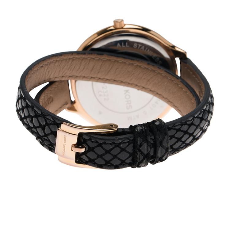 Pre Owned Michael Kors Champagne Gold-Plated Stainless Steel Slim Runway Women's Wristwatch 40MM