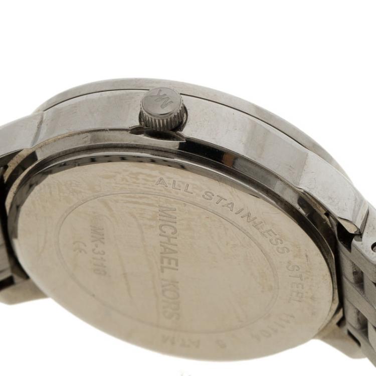 Pre Owned Michael Kors Mother of Pearl Stainless Steel MK3118 Women's Wristwatch 35MM