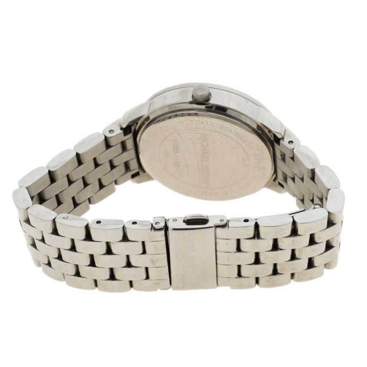 Pre Owned Michael Kors Mother of Pearl Stainless Steel MK3118 Women's Wristwatch 35MM