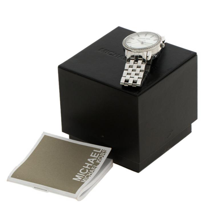 Pre Owned Michael Kors Mother of Pearl Stainless Steel MK3118 Women's Wristwatch 35MM